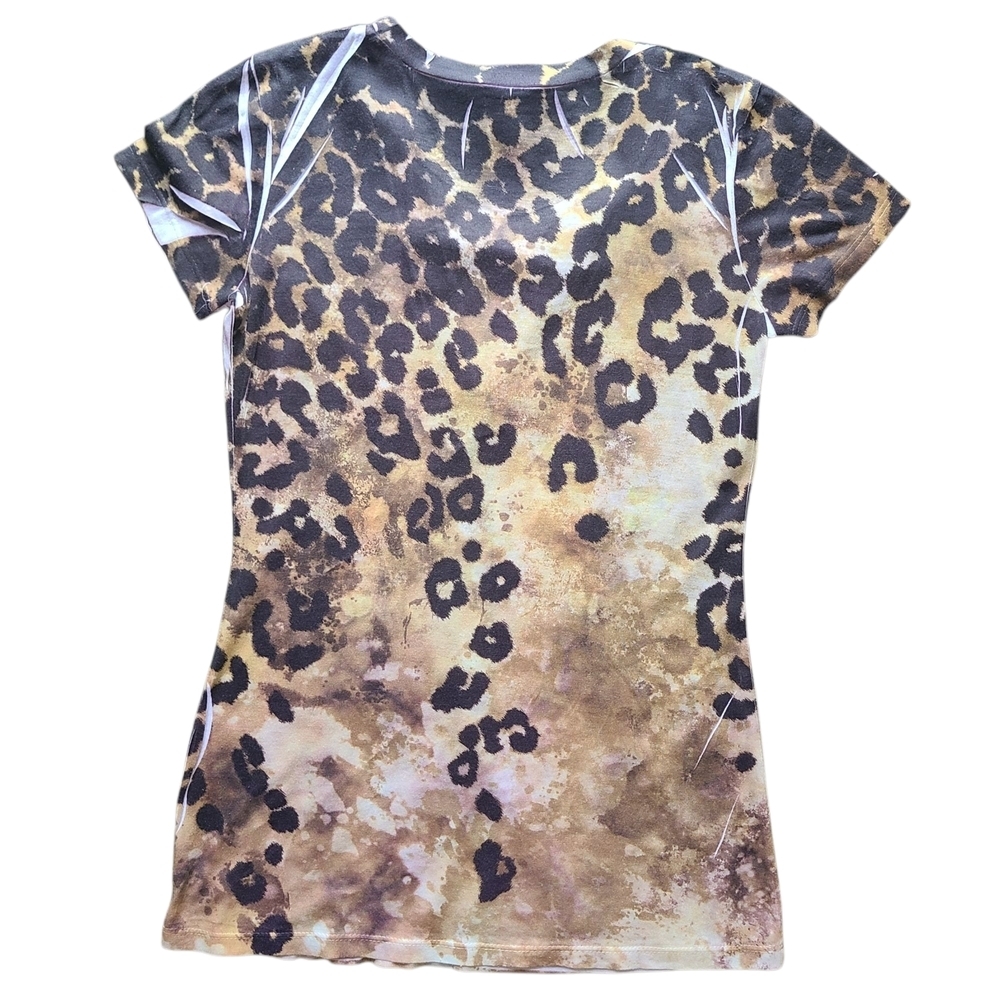 Daytrip by Buckle Leopard Print Tee Medium Chain Necklace Glam Rock Top - Picture 3 of 8